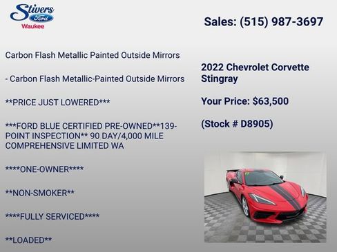 Used 2022 Chevrolet Corvette Stingray Preferred Cpe w/ 2LT RWD image 28
