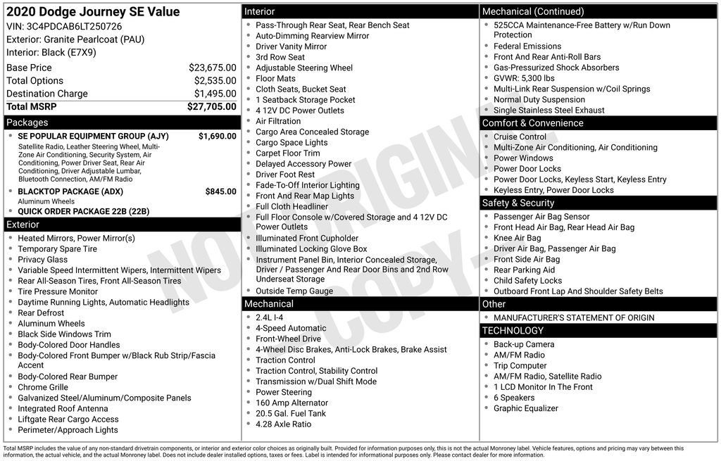 Used 2020 Dodge Journey SE w/ SE Popular Equipment Group FWD image 41
