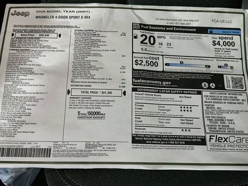 New 2026 Jeep Wrangler Unlimited Sport AWD/4WD image 20