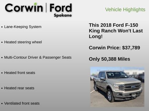 Used 2018 Ford F150 King Ranch w/ Equipment Group 601A Luxury AWD/4WD image 24