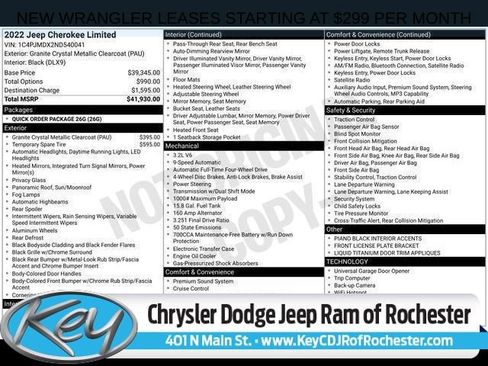 Used 2022 Jeep Cherokee Limited AWD/4WD image 1