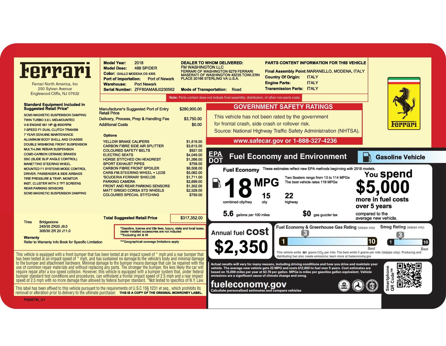 Certified 2018 Ferrari 488 Spider RWD image 50