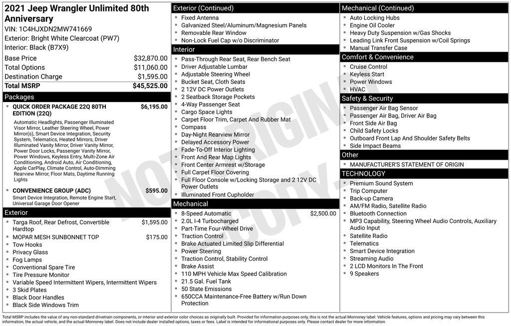 Used 2021 Jeep Wrangler Unlimited Sport AWD/4WD image 2