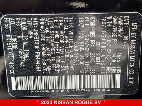 Certified 2023 Nissan Rogue SV AWD/4WD image 43