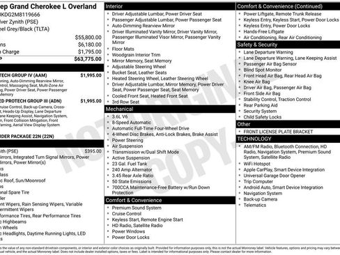 Used 2021 Jeep Grand Cherokee L Overland w/ Advanced Protech Group III image 9