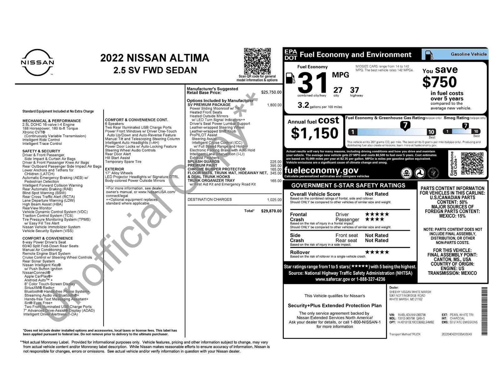 Used 2022 Nissan Altima 2.5 SV w/ SV Premium Package FWD image 11