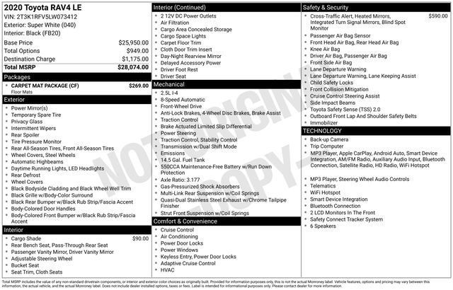 Used 2020 Toyota RAV4 LE w/ Carpet Mat Package FWD image 2