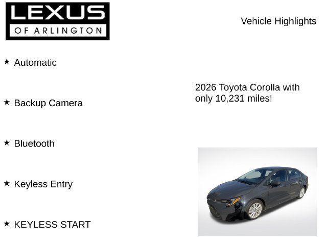 Used 2026 Toyota Corolla LE w/ LE Premium Package FWD image 8