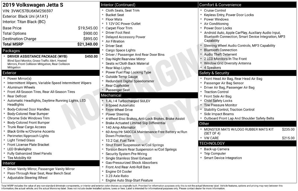 Used 2019 Volkswagen Jetta S w/ Driver Assistance Package FWD image 30