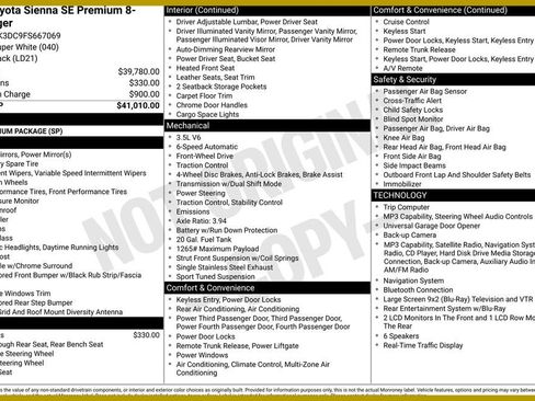 Used 2015 Toyota Sienna SE Premium FWD image 1