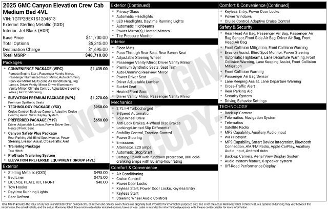 Used 2025 GMC Canyon Elevation w/ Convenience Package AWD/4WD image 3