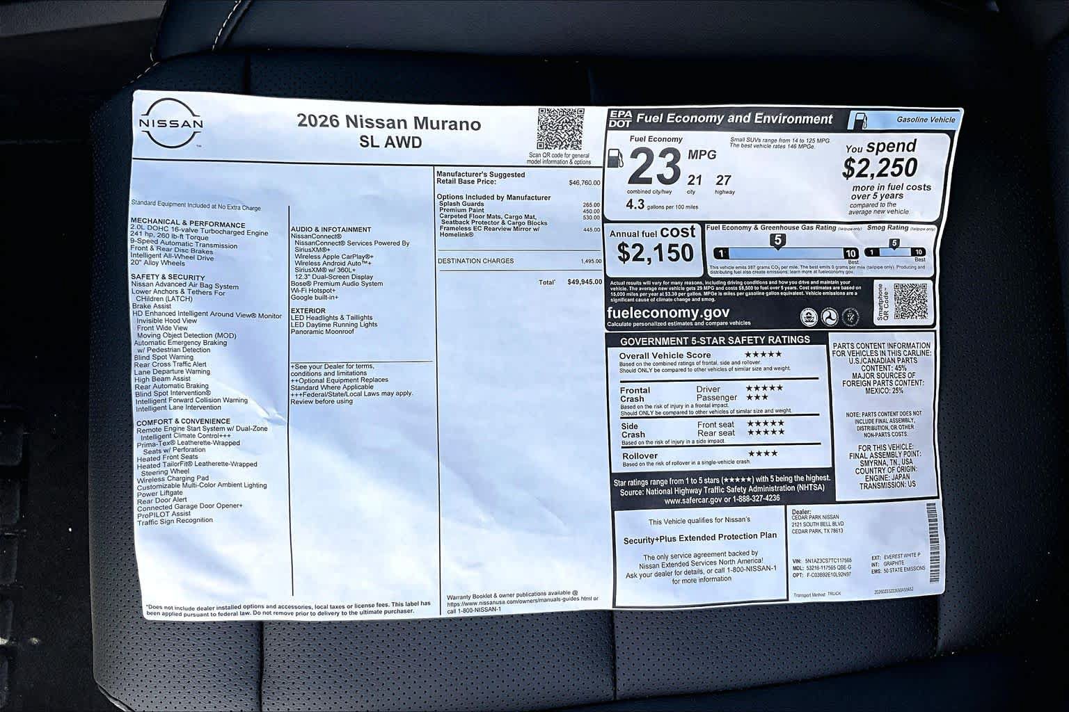 New 2026 Nissan Murano SL AWD/4WD image 21