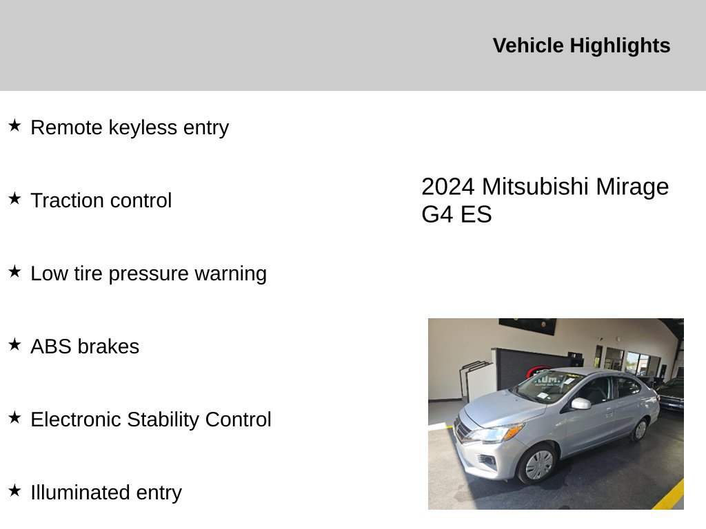 Used 2024 Mitsubishi Mirage G4 ES FWD image 2