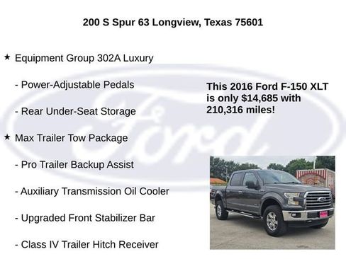 Used 2016 Ford F150 XLT w/ Equipment Group 302A Luxury AWD/4WD image 15