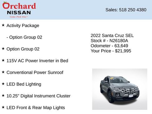 Used 2022 Hyundai Santa Cruz SEL w/ Activity Package FWD image 7