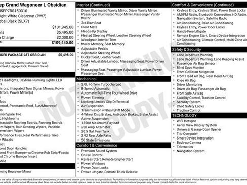 Used 2024 Jeep Grand Wagoneer L Series II w/ Quick Order Packagew 28T image 40