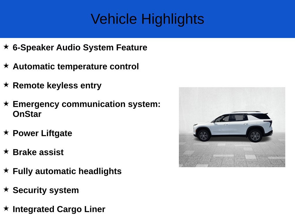 New 2026 Chevrolet Traverse LT w/ LPO, Floor Liner Package FWD image 4