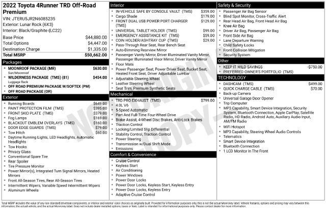 Certified 2022 Toyota 4Runner TRD Off-Road Premium w/ Moonroof Package AWD/4WD image 8
