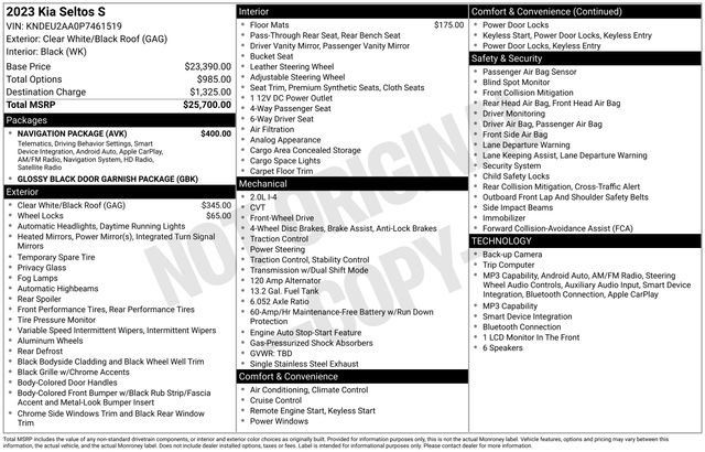 Used 2023 Kia Seltos S w/ Navigation Package FWD image 6