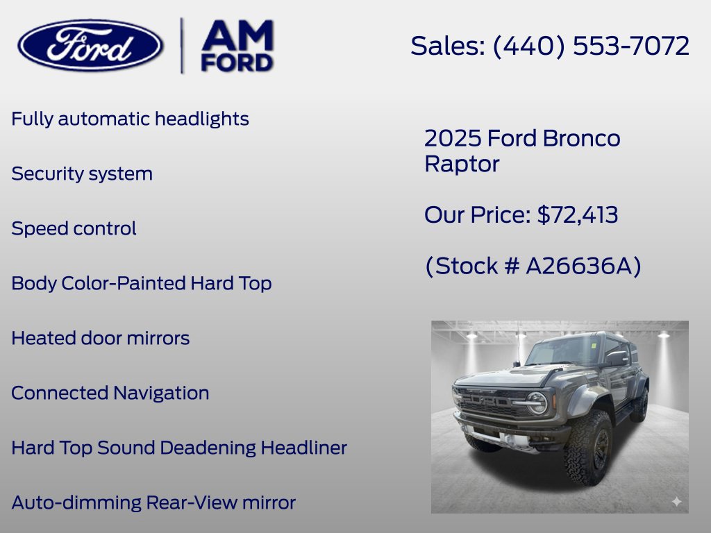 Used 2025 Ford Bronco Raptor w/ Interior Carbon Fiber Pack AWD/4WD image 21