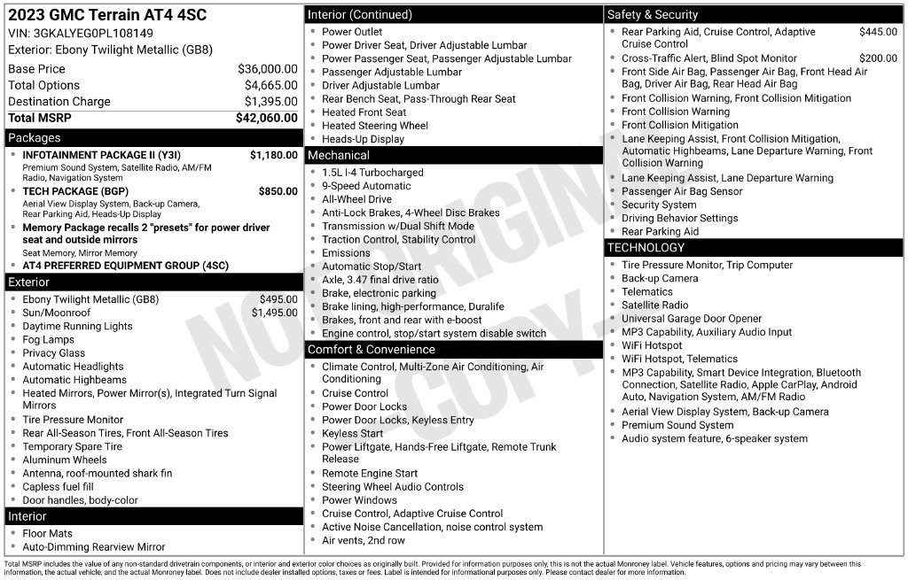 Used 2023 GMC Terrain AT4 w/ Infotainment Package II AWD/4WD image 23