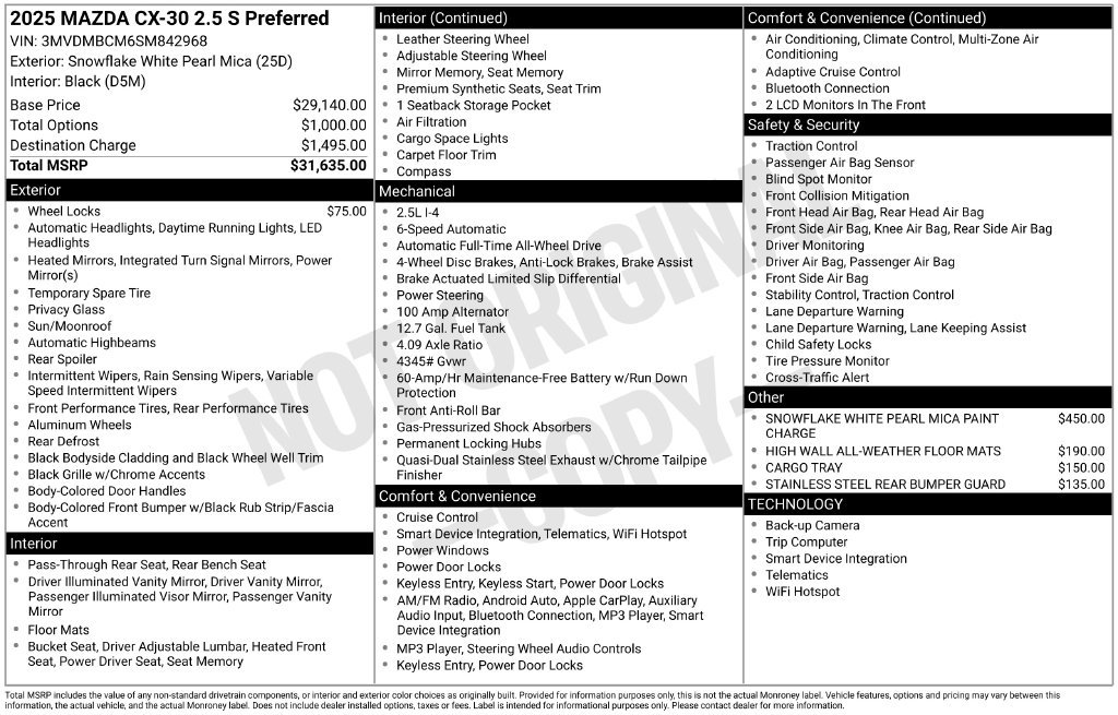 Certified 2025 MAZDA CX-30 AWD 2.5 S w/ Preferred Package image 34
