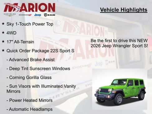 New 2026 Jeep Wrangler Unlimited Sport AWD/4WD image 5