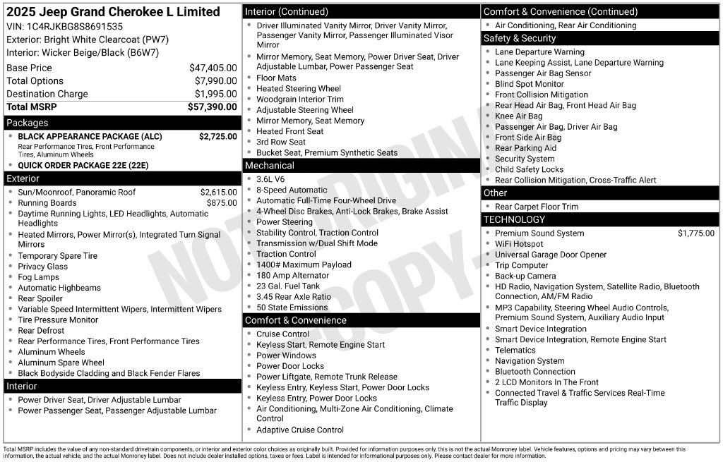 Certified 2025 Jeep Grand Cherokee L Limited w/ Black Appearance Package AWD/4WD image 2