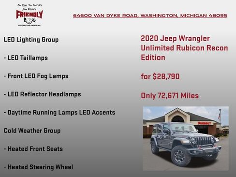 Used 2020 Jeep Wrangler Unlimited Rubicon w/ Quick Order Package 28Y Recon AWD/4WD image 15