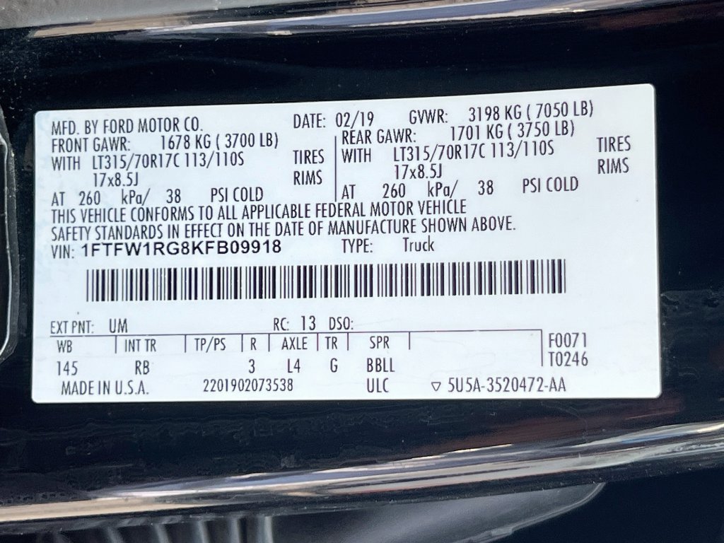 Certified 2019 Ford F150 Raptor w/ Equipment Group 802A Luxury AWD/4WD image 33