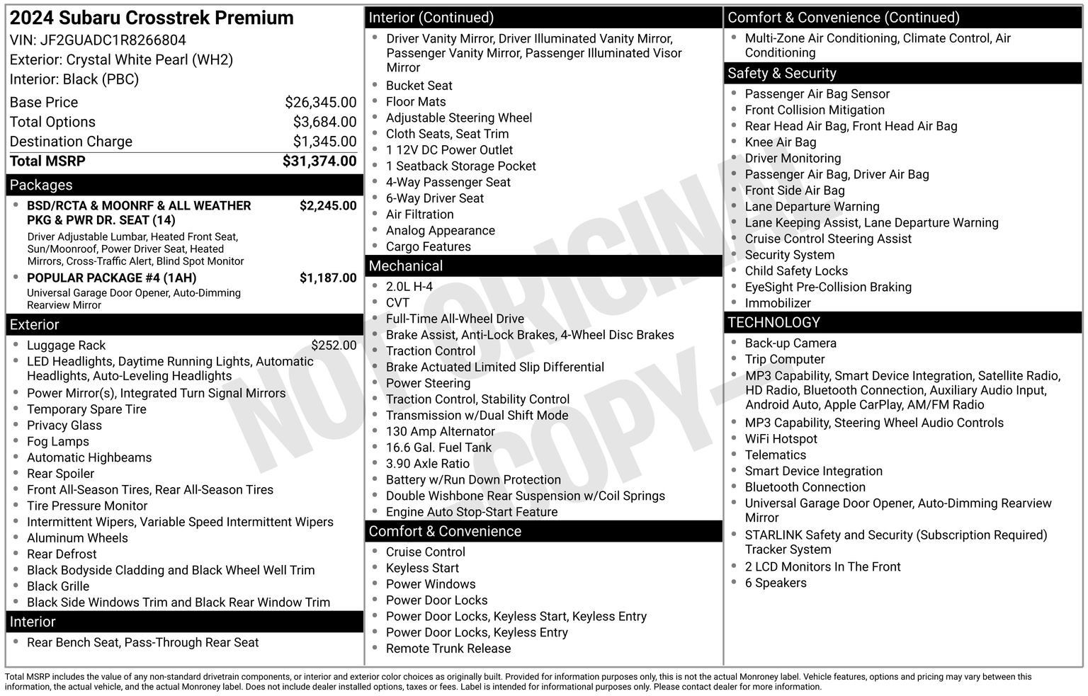 Certified 2024 Subaru Crosstrek 2.0i Premium AWD/4WD image 34