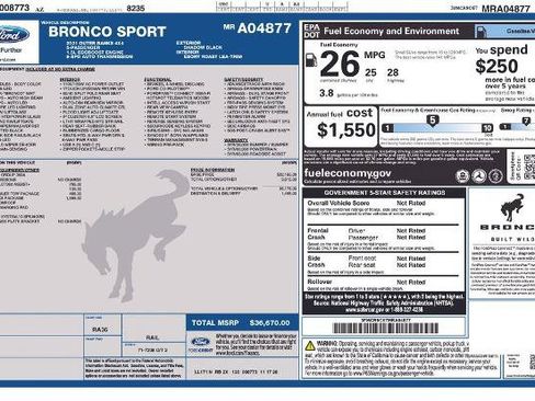 Certified 2021 Ford Bronco Sport Outer Banks w/ Outer Banks Package AWD/4WD image 2