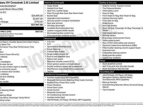 Used 2013 Subaru Crosstrek 2.0i Limited w/ Popular Pkg 2 image 7