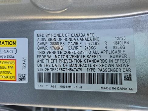 New 2026 Honda Civic Sport image 35