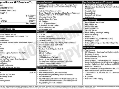Used 2015 Toyota Sienna XLE Premium AWD/4WD image 1