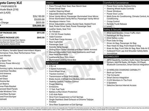 Used 2015 Toyota Camry XLE w/ Moonroof Package FWD image 21