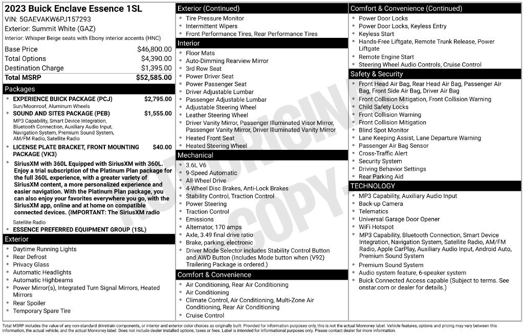 Used 2023 Buick Enclave Essence w/ Experience Buick Package AWD/4WD image 2