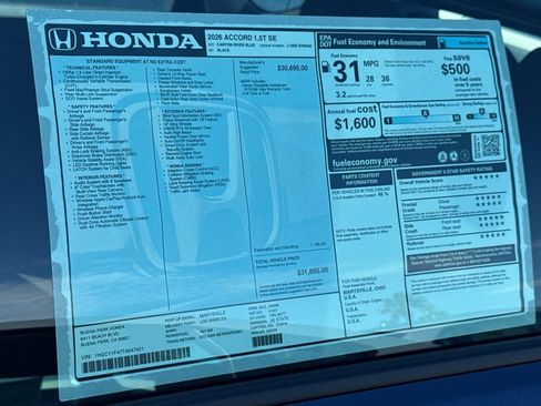 Used 2026 Honda Accord SE image 31
