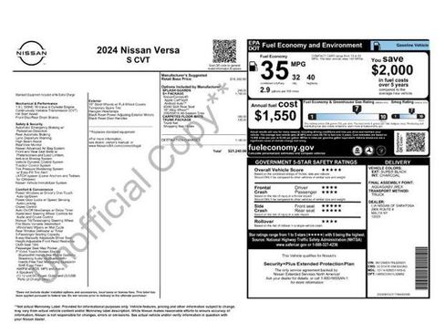 Certified 2024 Nissan Versa S w/ S Plus Package FWD image 2