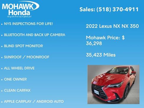 Used 2022 Lexus NX 350 AWD w/ Cold Area Package image 7