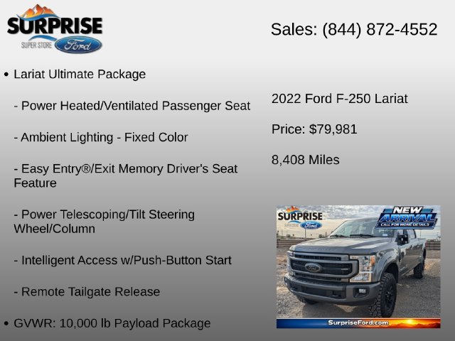 Used 2022 Ford F250 Lariat w/ Tremor Off-Road Package AWD/4WD image 15