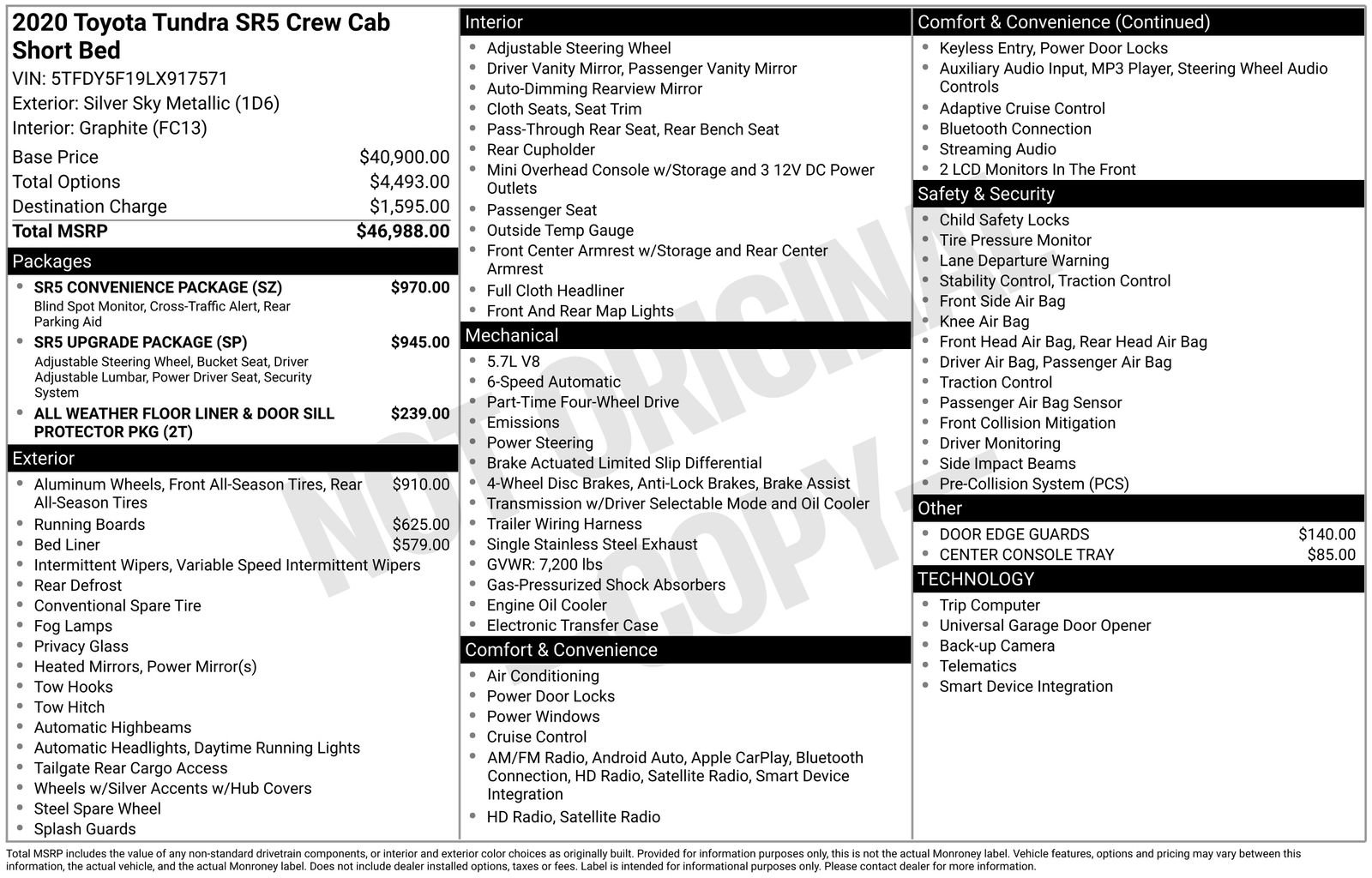 Used 2020 Toyota Tundra SR5 w/ SR5 Convenience Package AWD/4WD image 2