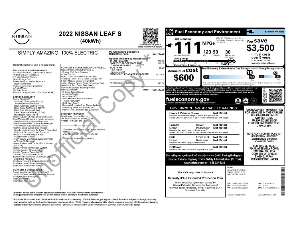 Certified 2022 Nissan Leaf S FWD image 29