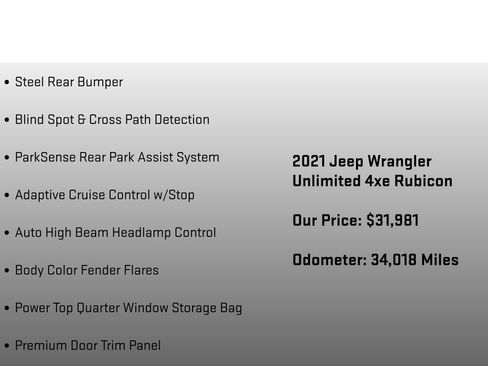 Used 2021 Jeep Wrangler Unlimited Rubicon 4xe w/ Cold Weather Group AWD/4WD image 26