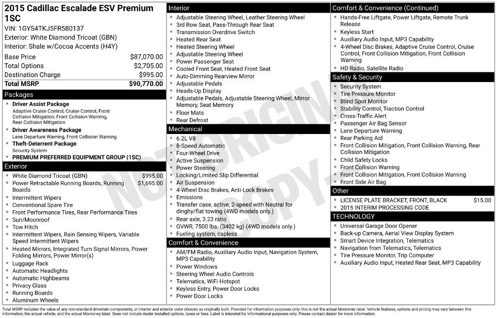 Used 2015 Cadillac Escalade ESV Premium AWD/4WD image 5