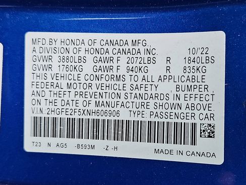 Certified 2022 Honda Civic Sport image 28