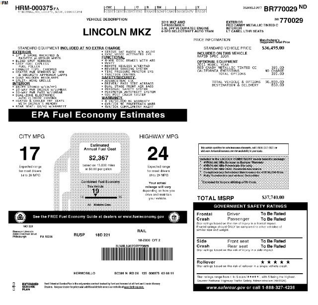 Used 2011 Lincoln MKZ AWD image 2