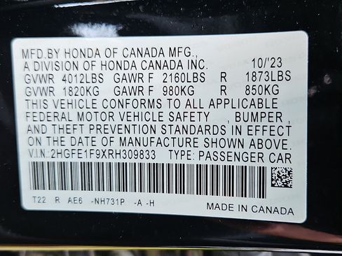 Certified 2024 Honda Civic Touring image 28