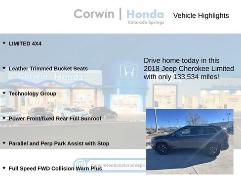 Used 2018 Jeep Cherokee Limited w/ Technology Group image 7