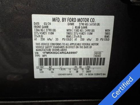 Certified 2024 Ford Explorer ST w/ Equipment Group 401A AWD/4WD image 37